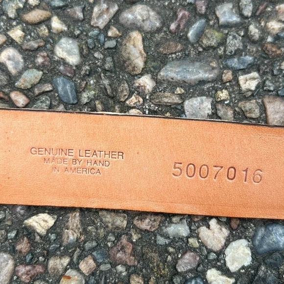 Martin Dingman Hand Tooled 100% Leather Made in USA Belt Silvertone Buckle - Picture 5 of 8